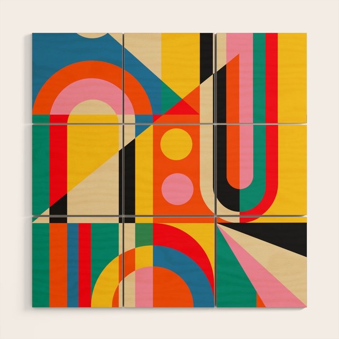 Colorful Geometrics Wood Wall Art Gallery Image 1
