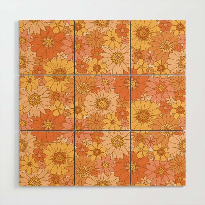 70s Retro Daisy Floral Wood Wall Art Gallery Image 1