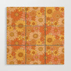 70s Retro Daisy Floral Wood Wall Art Gallery Image 1