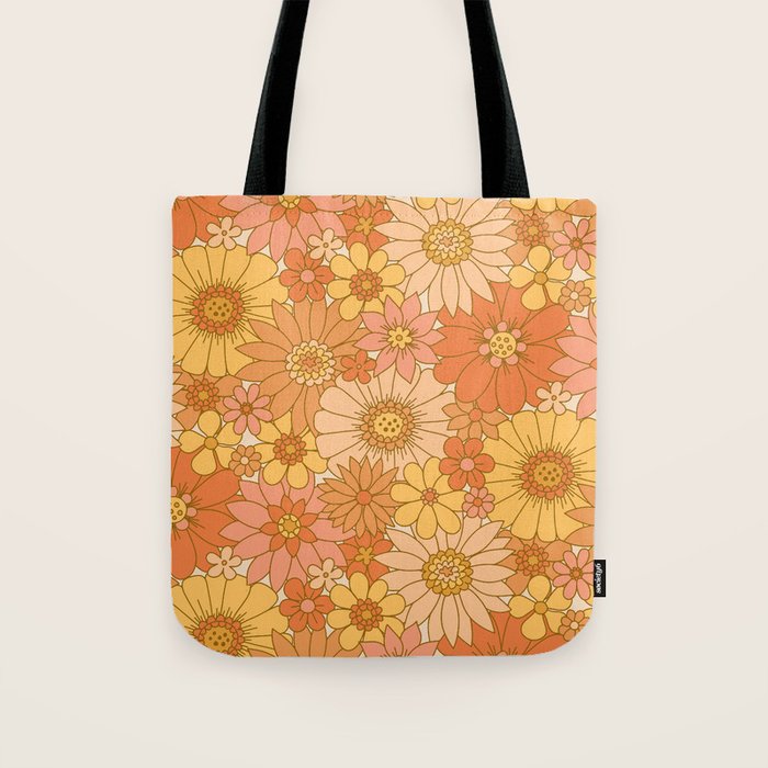 70s Retro Daisy Floral Tote Bag Gallery Image 1