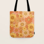 70s Retro Daisy Floral Tote Bag Gallery Image 1