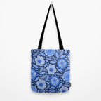 Folk Floral Blossoms in Midnight Blue Tote Bag Gallery Image 2