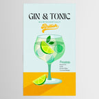 Minimal Gin Tonic cocktail illustration - Aqua Orange Tablecloth Gallery Image 2
