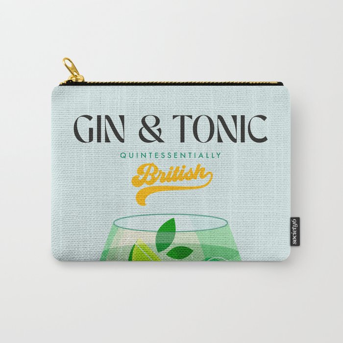 Minimal Gin Tonic cocktail illustration - Aqua Orange Carry All Pouch Gallery Image 1