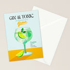 Minimal Gin Tonic cocktail illustration - Aqua Orange Stationery Card Gallery Image 2