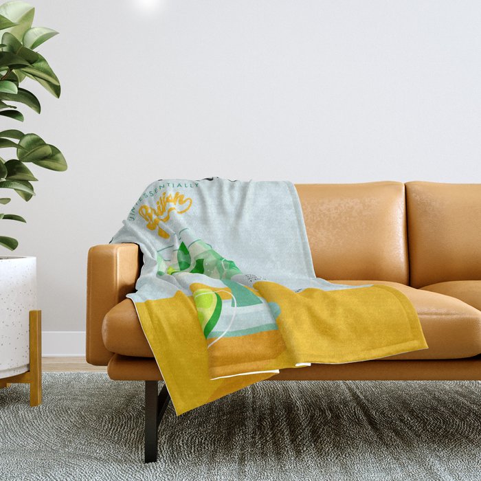 Minimal Gin Tonic cocktail illustration - Aqua Orange Throw Blanket Gallery Image 1