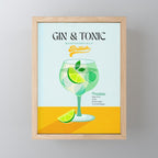 Minimal Gin Tonic cocktail illustration - Aqua Orange Mini Art Print Gallery Image 1