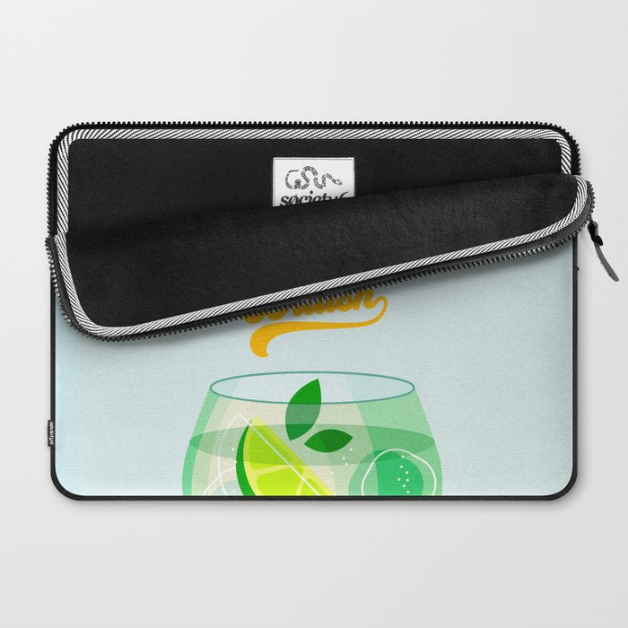 Minimal Gin Tonic cocktail illustration - Aqua Orange Laptop Sleeve Gallery Image 2