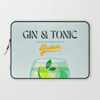 Minimal Gin Tonic cocktail illustration - Aqua Orange Laptop Sleeve Gallery Image 1