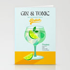 Minimal Gin Tonic cocktail illustration - Aqua Orange Stationery Card Gallery Image 2