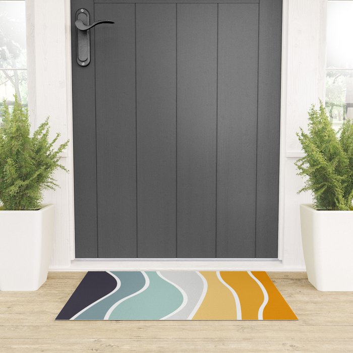 Colorful summery retro style waves Welcome Mat Gallery Image 3