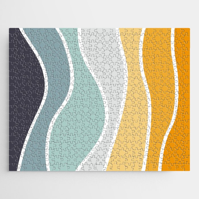 Colorful summery retro style waves Jigsaw Puzzle Gallery Image 1