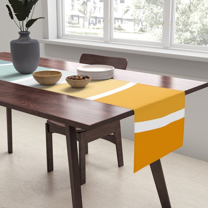 Colorful summery retro style waves Table Runner Gallery Image 2