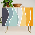 Colorful summery retro style waves Credenza Gallery Image 1