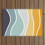 Colorful summery retro style waves Outdoor Rug Gallery Image 1