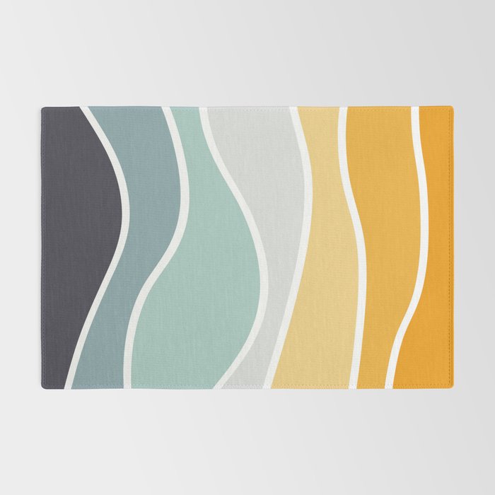 Colorful summery retro style waves Rug Gallery Image 2