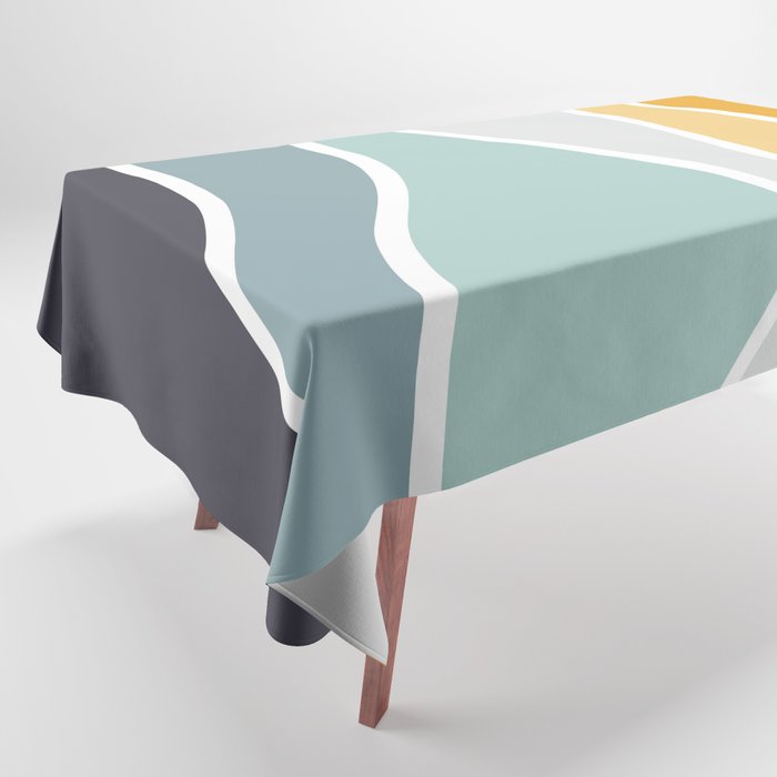 Colorful summery retro style waves Tablecloth Gallery Image 1