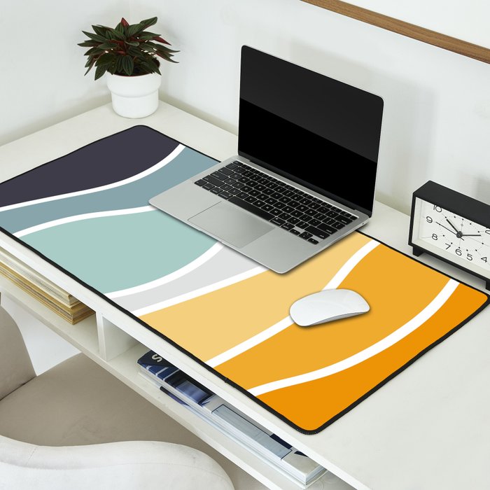 Colorful summery retro style waves Desk Mat Gallery Image 2