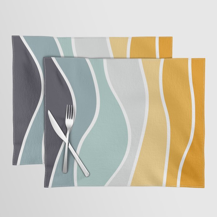 Colorful summery retro style waves Placemat Gallery Image 1