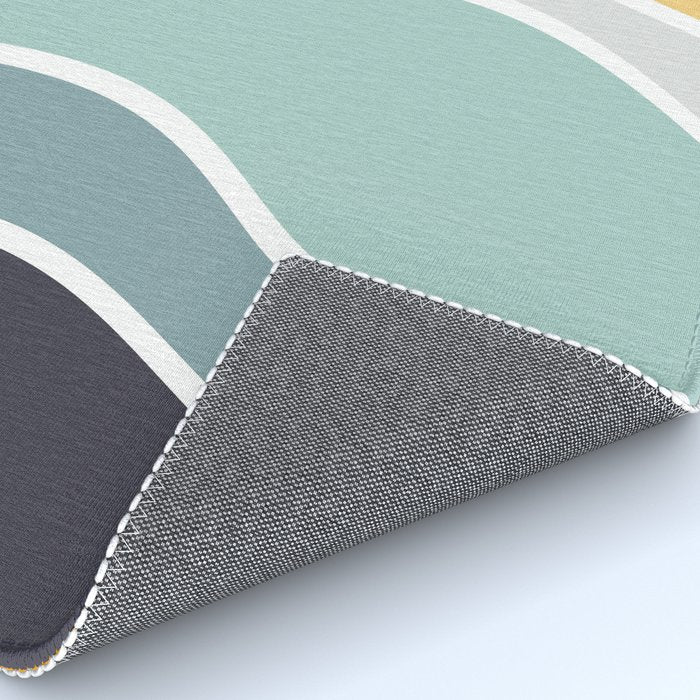 Colorful summery retro style waves Rug Gallery Image 4