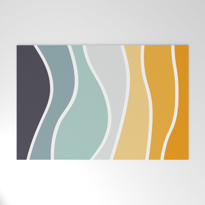 Colorful summery retro style waves Welcome Mat Gallery Image 1