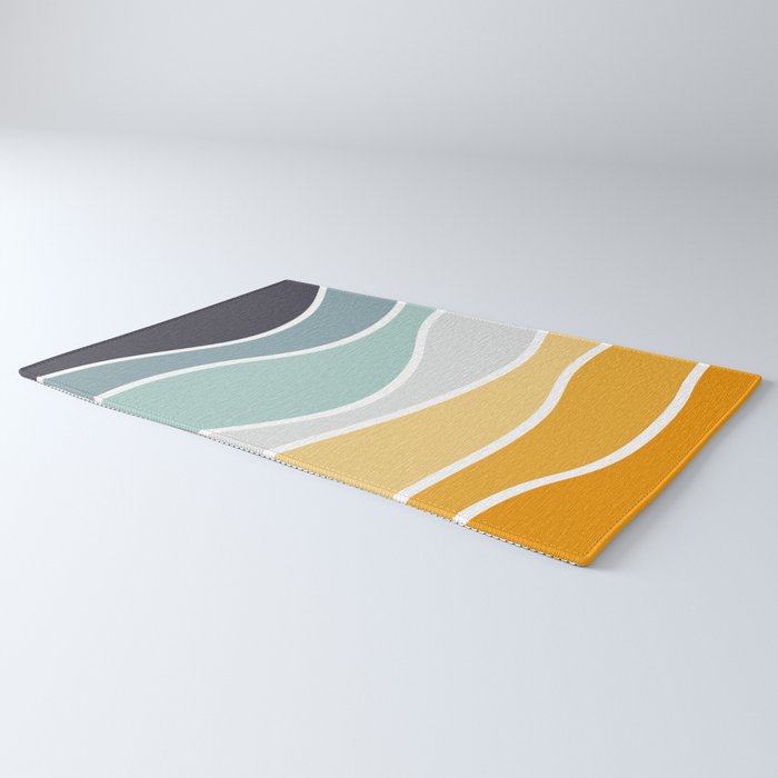 Colorful summery retro style waves Rug Gallery Image 3
