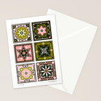 Talavera Mexican Tile - Blush & Sage Palette Stationery Card Gallery Image 2