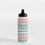 Festive, Abstract, Colorful Stripes, Coral and Teal Green Water Bottle Gallery Image 3