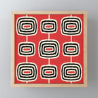 Mid Century Modern Atomic Rings Pattern 222 Black Beige and Red Mini Art Print Gallery Image 1