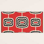 Mid Century Modern Atomic Rings Pattern 222 Black Beige and Red Desk Mat Gallery Image 3