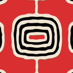 Mid Century Modern Atomic Rings Pattern 222 Black Beige and Red Coffee Mug Gallery Image 2