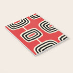 Mid Century Modern Atomic Rings Pattern 222 Black Beige and Red Notebook Gallery Image 3