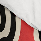 Mid Century Modern Atomic Rings Pattern 222 Black Beige and Red Comforter Gallery Image 4