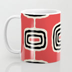 Mid Century Modern Atomic Rings Pattern 222 Black Beige and Red Coffee Mug Gallery Image 3