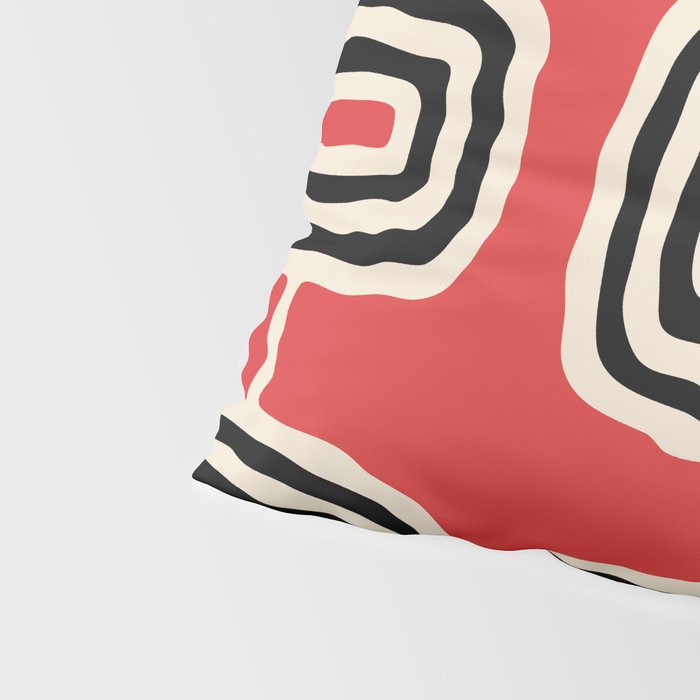 Mid Century Modern Atomic Rings Pattern 222 Black Beige and Red Pillow Sham Gallery Image 4