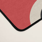 Mid Century Modern Atomic Rings Pattern 222 Black Beige and Red Desk Mat Gallery Image 4