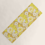 Yellow, Ivory and Brown Retro Flowers Yoga Mat Gallery Image 1