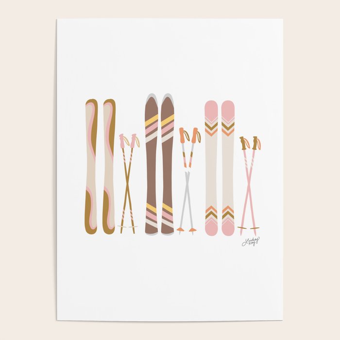 Retro Skis Illustration (Neutral Palette) Poster Gallery Image 4