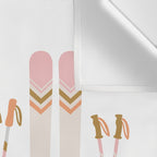 Retro Skis Illustration (Neutral Palette) Wall Tapestry Gallery Image 3