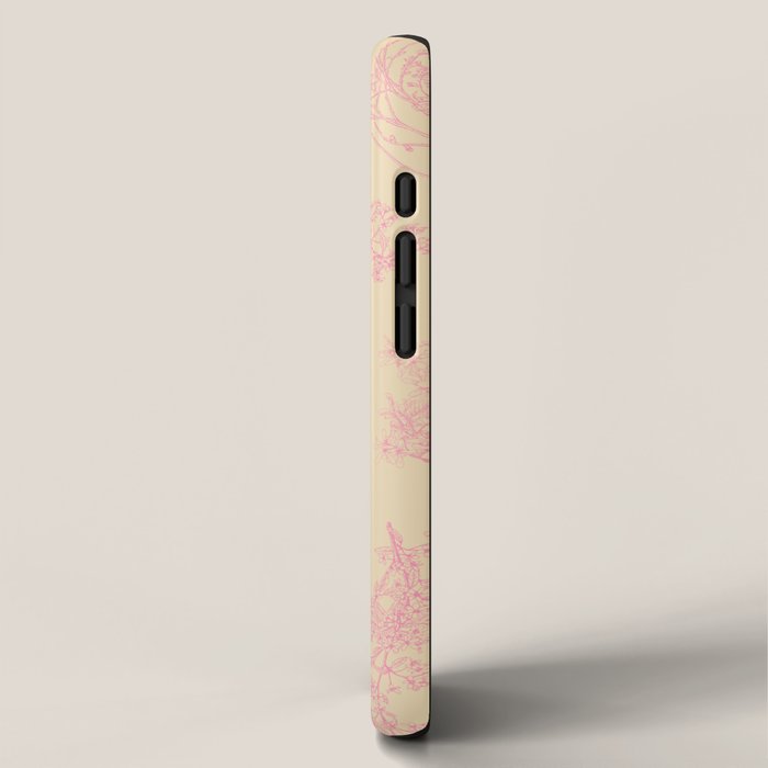 Botanical Cottage Floral Pattern in Pink Cream iPhone Case Gallery Image 2