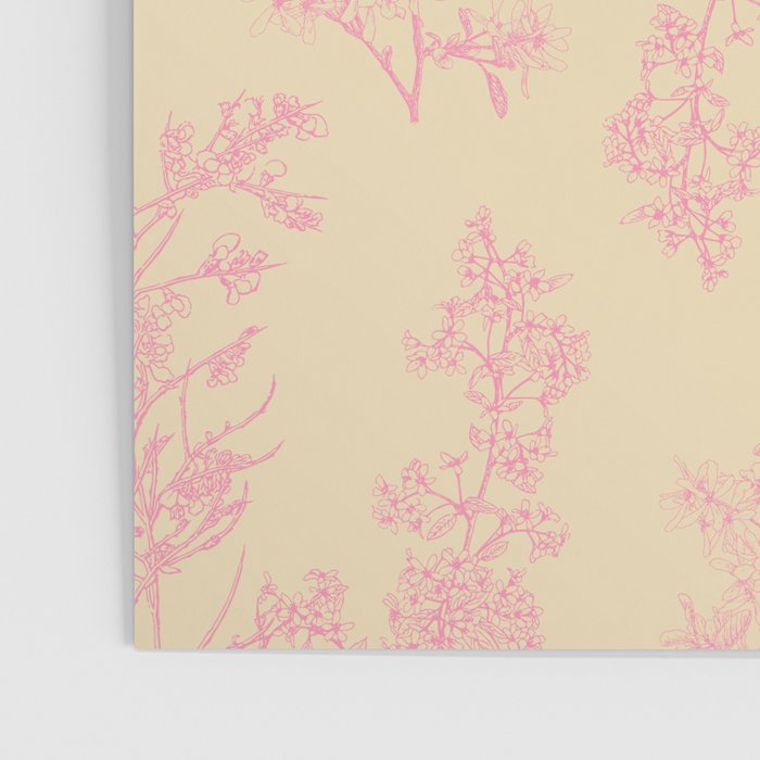 Botanical Cottage Floral Pattern in Pink Cream Poster Gallery Image 3