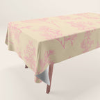 Botanical Cottage Floral Pattern in Pink Cream Tablecloth Gallery Image 1