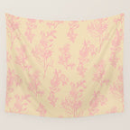 Botanical Cottage Floral Pattern in Pink Cream Wall Tapestry Gallery Image 4