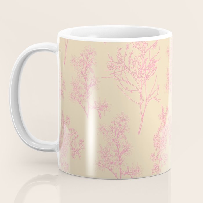 Botanical Cottage Floral Pattern in Pink Cream Coffee Mug Gallery Image 3