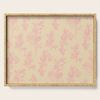 Botanical Cottage Floral Pattern in Pink Cream Serving Tray Gallery Image 1