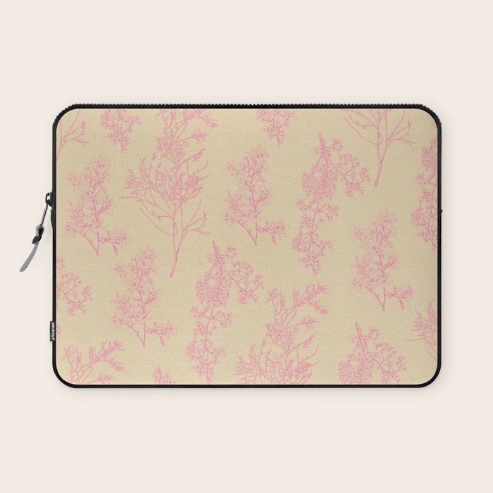 Botanical Cottage Floral Pattern in Pink Cream Laptop Sleeve Gallery Image 1
