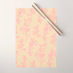 Botanical Cottage Floral Pattern in Pink Cream Wrapping Paper Gallery Image 1