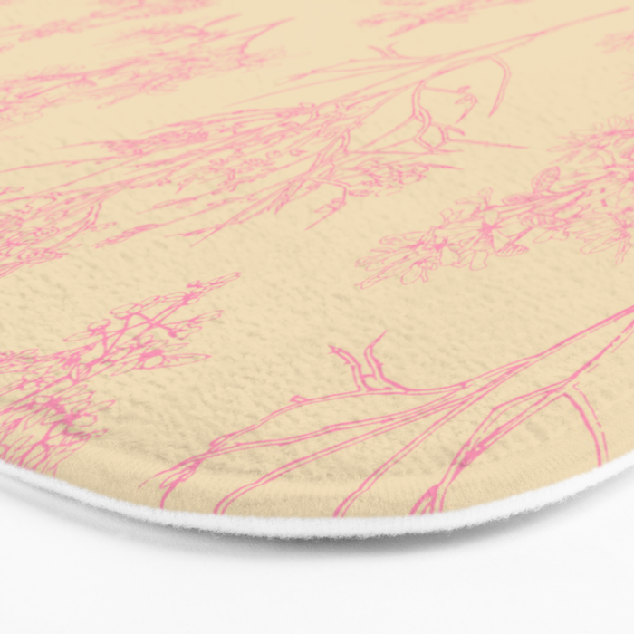 Botanical Cottage Floral Pattern in Pink Cream Bath Mat Gallery Image 3
