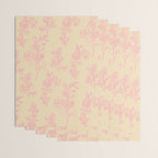 Botanical Cottage Floral Pattern in Pink Cream Wrapping Paper Gallery Image 3