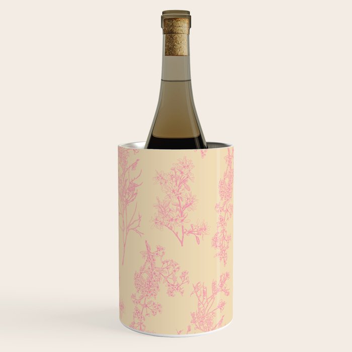 Botanical Cottage Floral Pattern in Pink Cream Wine Chiller Gallery Image 1